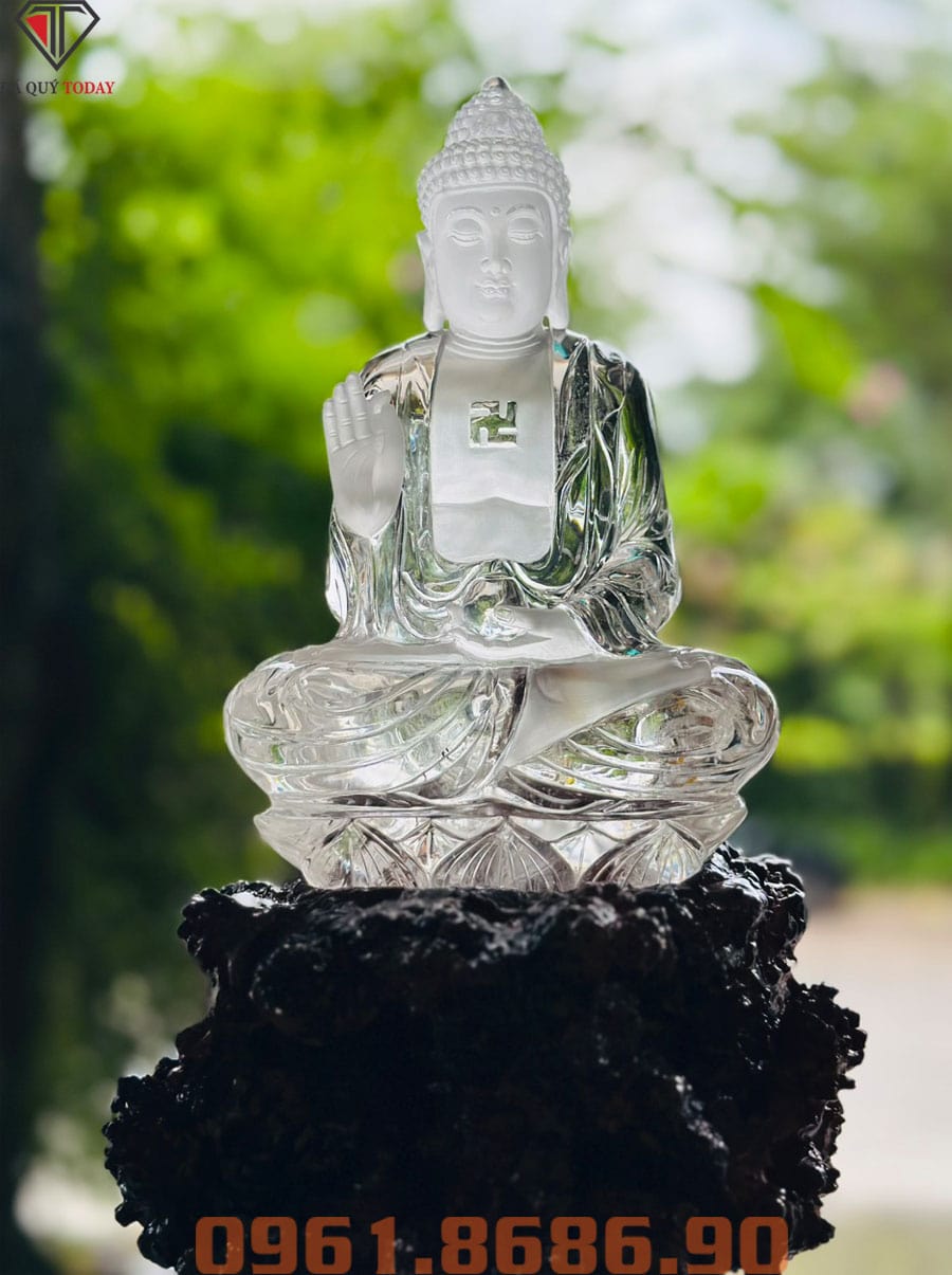 Tượng phật a di đà bằng đá thạch anh trắng