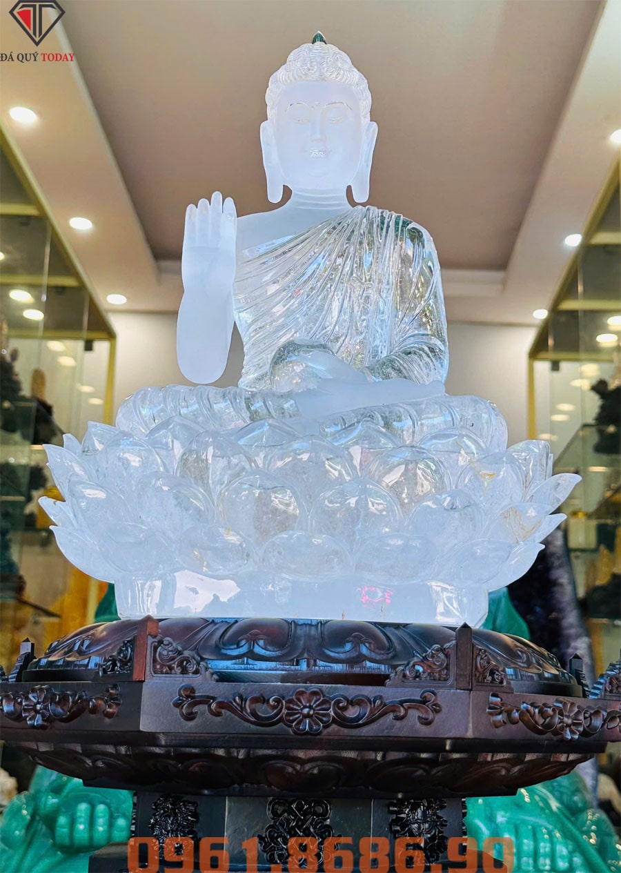 Tượng phật thích ca bằng đá thạch anh trắng